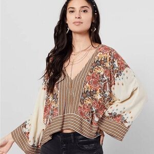Free People Floral V-Neck Mix N Match Blouse